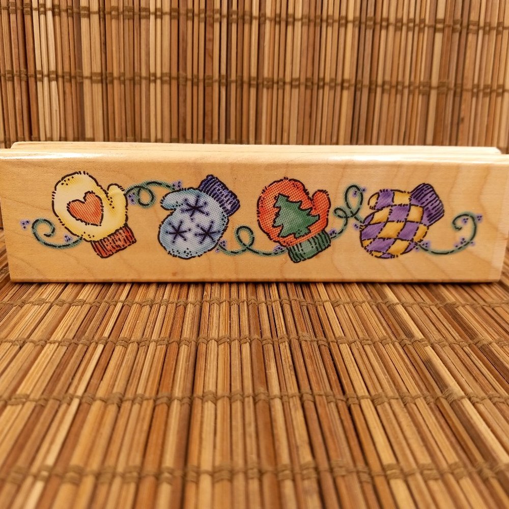 Stampendous Mitten Border Rubber Stamp Winter Christmas Holiday 1999